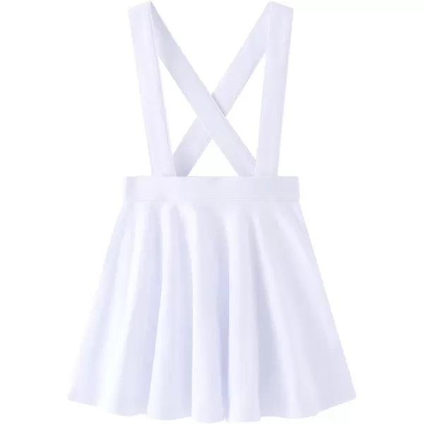 Noomelfish Girls Suspender Skater Skirt Stretchy Cotton Flared Overall Dress 512 YearsWhite