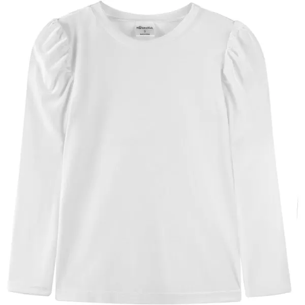 Noomelfish Girls Velvet Puff Long Sleeve Shirt Casual Solid Pleated Blouse Tops 512 YearsWhite