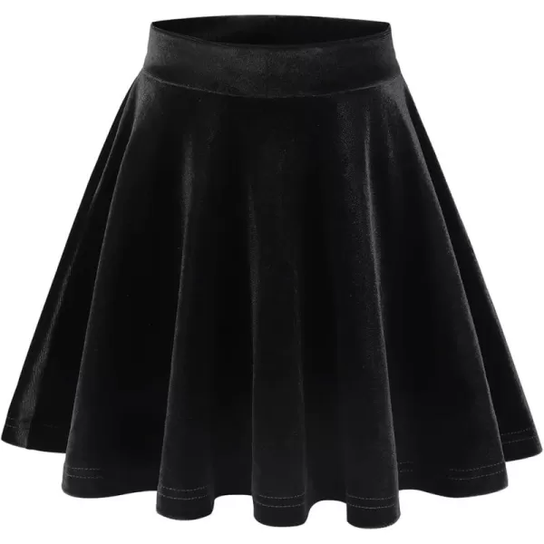 Noomelfish Girls Velvet Stretch Mini Flared Pleated Skater Skirt 412 YearsBlack