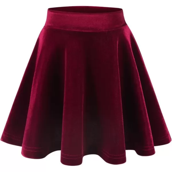 Noomelfish Girls Velvet Stretch Mini Flared Pleated Skater Skirt 412 YearsBurgundy