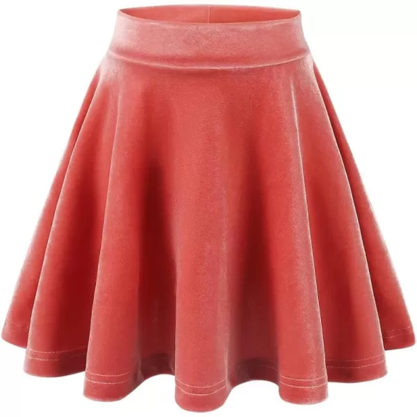 Noomelfish Girls Velvet Stretch Mini Flared Pleated Skater Skirt 412 YearsPink