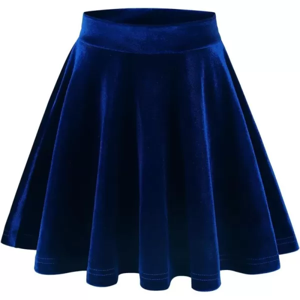 Noomelfish Girls Velvet Stretch Mini Flared Pleated Skater Skirt 412 YearsRoyal Blue