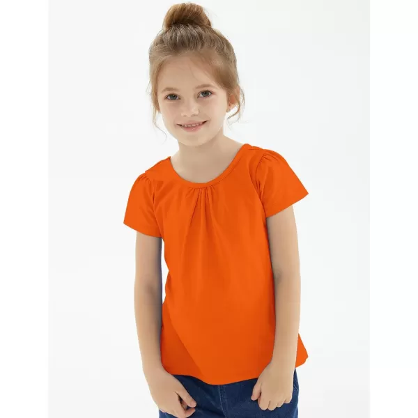Noomelfish Girls Criss Cross Back TShirts Short Puff Sleeve Tee Tops 512 YearsBright Orange