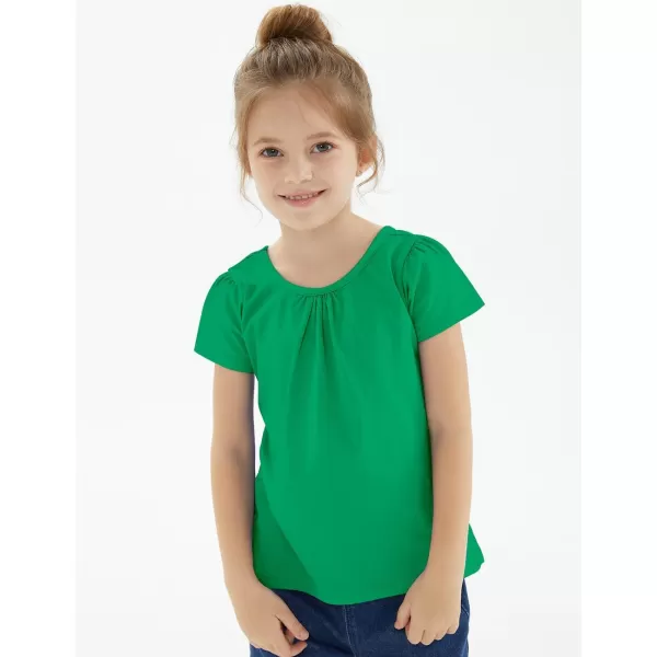 Noomelfish Girls Criss Cross Back TShirts Short Puff Sleeve Tee Tops 512 YearsGreen