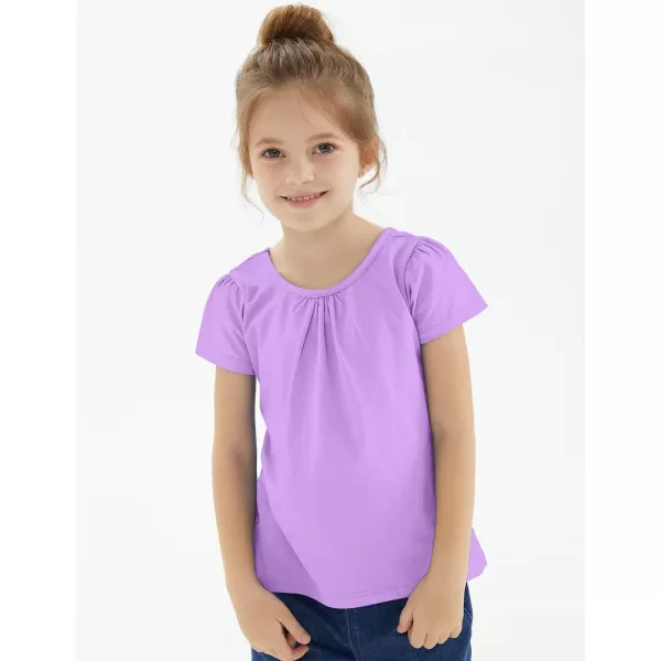 Noomelfish Girls Criss Cross Back TShirts Short Puff Sleeve Tee Tops 512 YearsLavender
