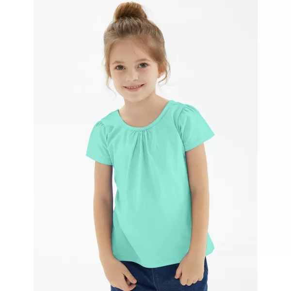 Noomelfish Girls Criss Cross Back TShirts Short Puff Sleeve Tee Tops 512 YearsLight Green
