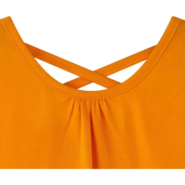 Noomelfish Girls Criss Cross Back TShirts Short Puff Sleeve Tee Tops 512 YearsOrange