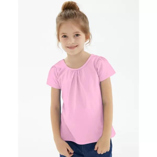 Noomelfish Girls Criss Cross Back TShirts Short Puff Sleeve Tee Tops 512 YearsPink