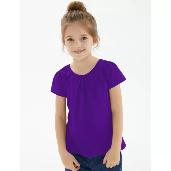 Noomelfish Girls Criss Cross Back TShirts Short Puff Sleeve Tee Tops 512 YearsPurple