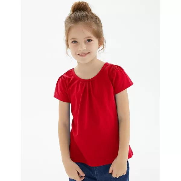Noomelfish Girls Criss Cross Back TShirts Short Puff Sleeve Tee Tops 512 YearsRed