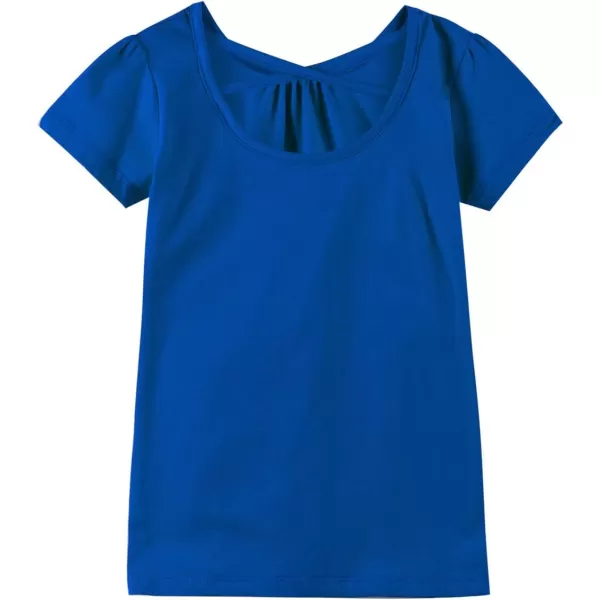 Noomelfish Girls Criss Cross Back TShirts Short Puff Sleeve Tee Tops 512 YearsRoyal Blue
