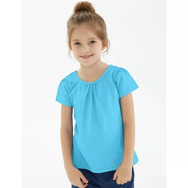 Noomelfish Girls Criss Cross Back TShirts Short Puff Sleeve Tee Tops 512 YearsTurquoise