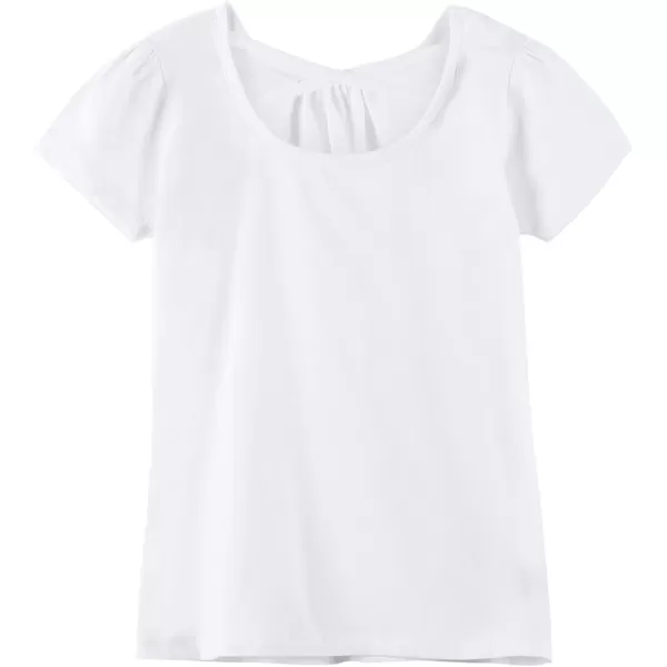 Noomelfish Girls Criss Cross Back TShirts Short Puff Sleeve Tee Tops 512 YearsWhite