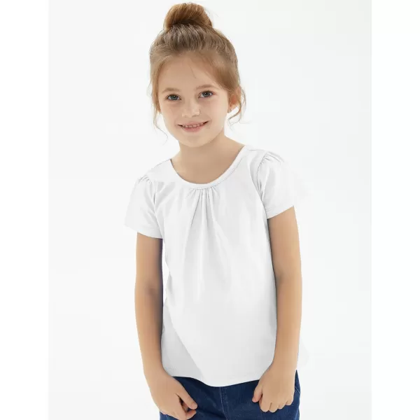 Noomelfish Girls Criss Cross Back TShirts Short Puff Sleeve Tee Tops 512 YearsWhite