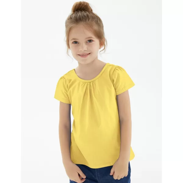 Noomelfish Girls Criss Cross Back TShirts Short Puff Sleeve Tee Tops 512 YearsYellow