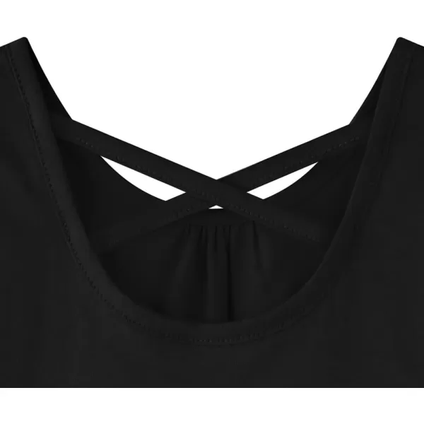 Noomelfish Girls Criss Cross Back Tank Tops Soft Jersey Cotton sleeveless shirts 312 YearsBlack