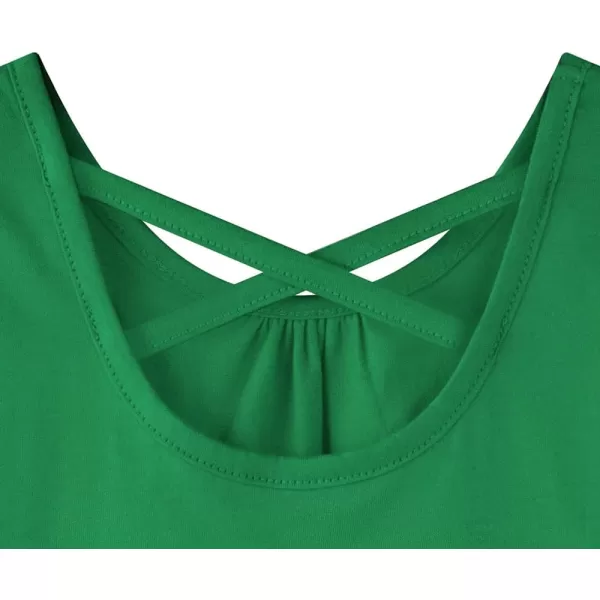 Noomelfish Girls Criss Cross Back Tank Tops Soft Jersey Cotton sleeveless shirts 312 YearsGreen