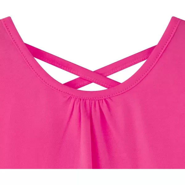 Noomelfish Girls Criss Cross Back Tank Tops Soft Jersey Cotton sleeveless shirts 312 YearsHot Pink