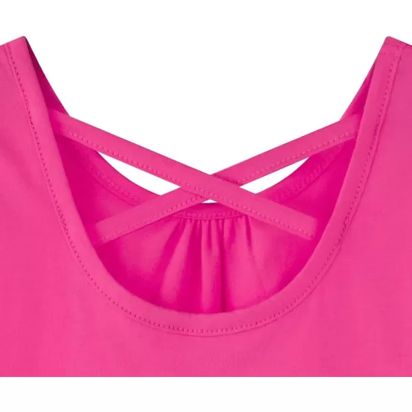 Noomelfish Girls Criss Cross Back Tank Tops Soft Jersey Cotton sleeveless shirts 312 YearsHot Pink