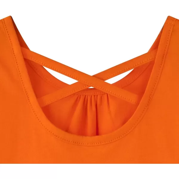 Noomelfish Girls Criss Cross Back Tank Tops Soft Jersey Cotton sleeveless shirts 312 YearsOrange