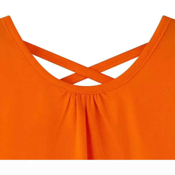 Noomelfish Girls Criss Cross Back Tank Tops Soft Jersey Cotton sleeveless shirts 312 YearsOrange