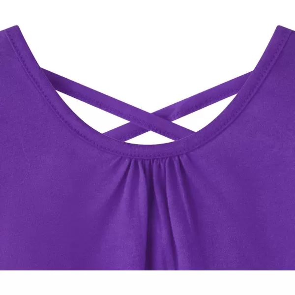 Noomelfish Girls Criss Cross Back Tank Tops Soft Jersey Cotton sleeveless shirts 312 YearsPurple