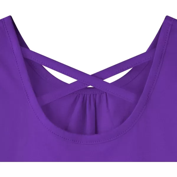 Noomelfish Girls Criss Cross Back Tank Tops Soft Jersey Cotton sleeveless shirts 312 YearsPurple