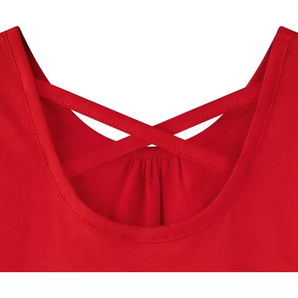 Noomelfish Girls Criss Cross Back Tank Tops Soft Jersey Cotton sleeveless shirts 312 YearsRed