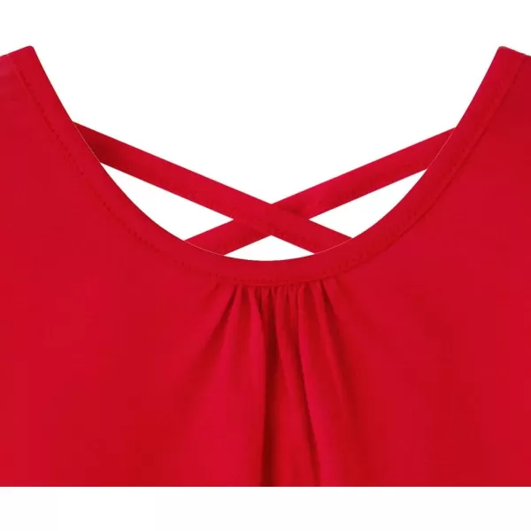 Noomelfish Girls Criss Cross Back Tank Tops Soft Jersey Cotton sleeveless shirts 312 YearsRed