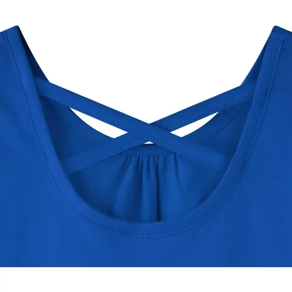 Noomelfish Girls Criss Cross Back Tank Tops Soft Jersey Cotton sleeveless shirts 312 YearsRoyal Blue