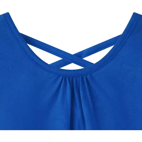 Noomelfish Girls Criss Cross Back Tank Tops Soft Jersey Cotton sleeveless shirts 312 YearsRoyal Blue