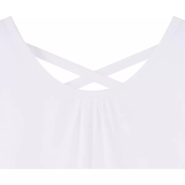 Noomelfish Girls Criss Cross Back Tank Tops Soft Jersey Cotton sleeveless shirts 312 YearsWhite