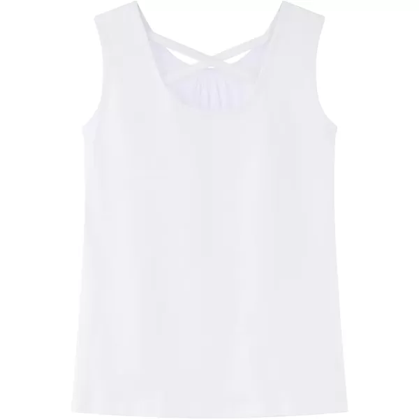 Noomelfish Girls Criss Cross Back Tank Tops Soft Jersey Cotton sleeveless shirts 312 YearsWhite