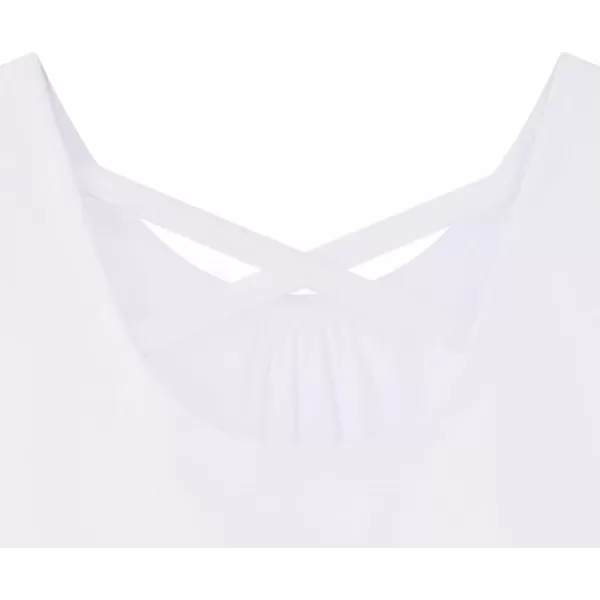 Noomelfish Girls Criss Cross Back Tank Tops Soft Jersey Cotton sleeveless shirts 312 YearsWhite