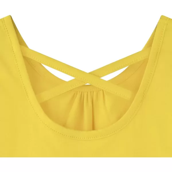 Noomelfish Girls Criss Cross Back Tank Tops Soft Jersey Cotton sleeveless shirts 312 YearsYellow