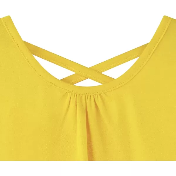 Noomelfish Girls Criss Cross Back Tank Tops Soft Jersey Cotton sleeveless shirts 312 YearsYellow