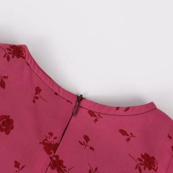 Noomelfish Girls Flutter Sleeve Floral Dress Lace Hem Casual Summer Dresses 412 YearsHot Pink