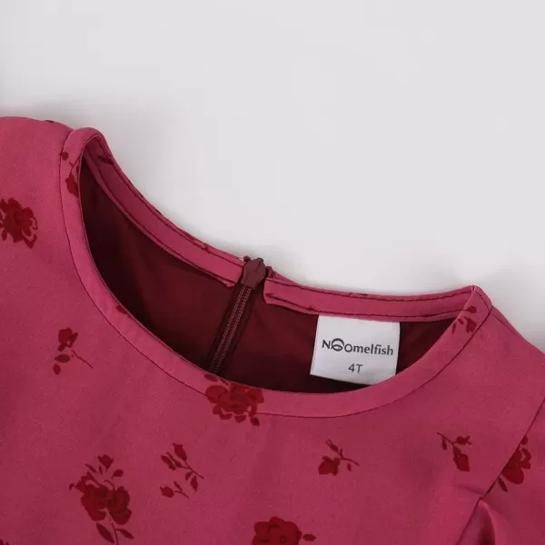Noomelfish Girls Flutter Sleeve Floral Dress Lace Hem Casual Summer Dresses 412 YearsHot Pink