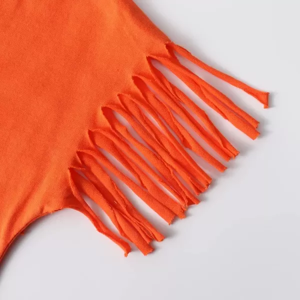 Noomelfish Girls Fringe Sleeve TShirts Tassel Casual Summer Tee Tops 512 YearsOrange