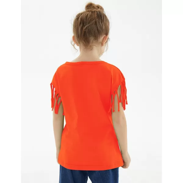 Noomelfish Girls Fringe Sleeve TShirts Tassel Casual Summer Tee Tops 512 YearsOrange