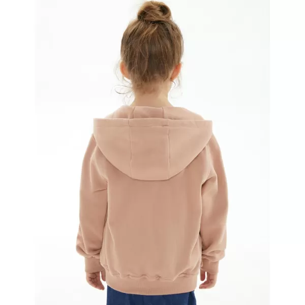 Noomelfish Girls Full Zip Up Hoodies Mock Neck Midweight Fleece Hooded Sweatshirt Jacket 512 YearsPink Nude