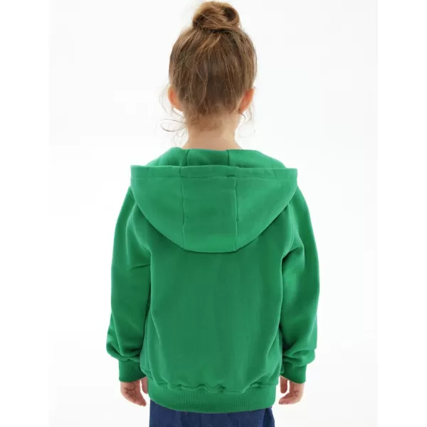 Noomelfish Girls Full Zip Up Hoodies Mock Neck Midweight Fleece Hooded Sweatshirt Jacket Kelly Green Size 56 Years