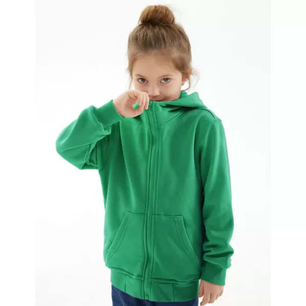 Noomelfish Girls Full Zip Up Hoodies Mock Neck Midweight Fleece Hooded Sweatshirt Jacket Kelly Green Size 56 Years