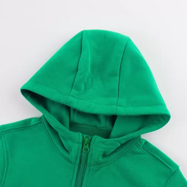 Noomelfish Girls Full Zip Up Hoodies Mock Neck Midweight Fleece Hooded Sweatshirt Jacket Kelly Green Size 56 Years