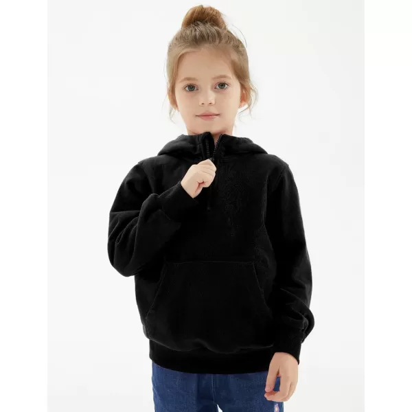 Noomelfish Girls Half Zip Hoodies Mock Neck Pullover Hooded Sweatshirts with Pockets 512 YearsBlack