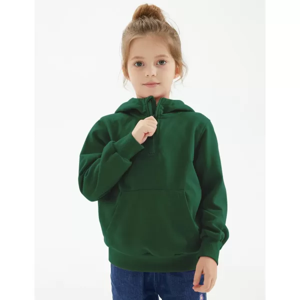 Noomelfish Girls Half Zip Hoodies Mock Neck Pullover Hooded Sweatshirts with Pockets 512 YearsDark Green