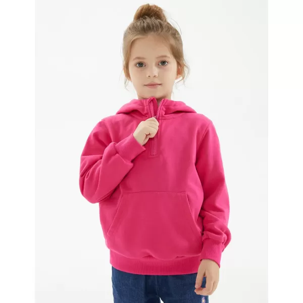 Noomelfish Girls Half Zip Hoodies Mock Neck Pullover Hooded Sweatshirts with Pockets 512 YearsHot Pink