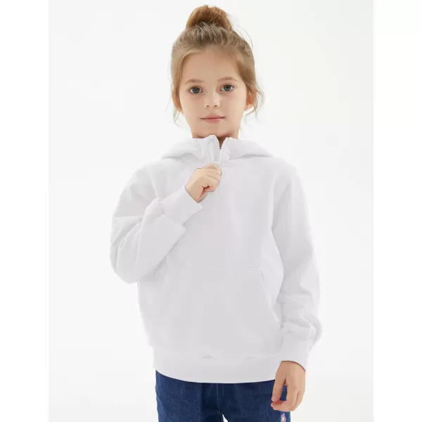 Noomelfish Girls Half Zip Hoodies Mock Neck Pullover Hooded Sweatshirts with Pockets 512 YearsWhite