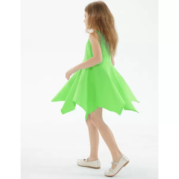 Noomelfish Girls Handkerchief Hem Twirl Dress Summer Cotton Sleeveless Skater Sundress 312 YearsGreen