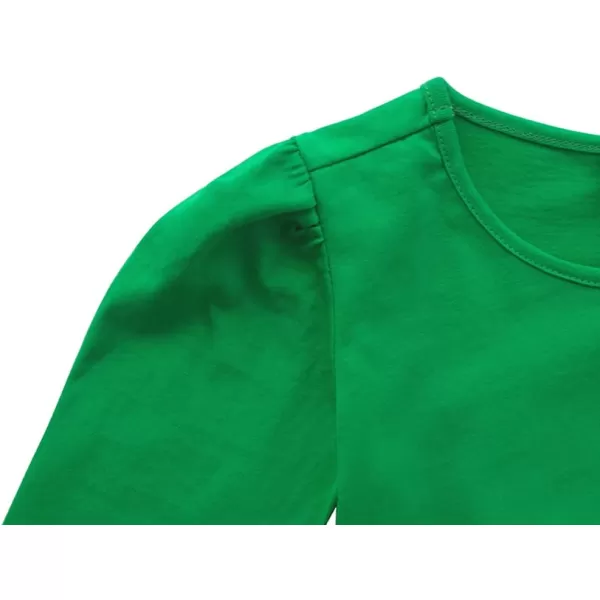Noomelfish Girls Long Puff Sleeve Swing Dress Casual Cotton Twirly Skater Dresses with Pockets 212 YearsDark Green